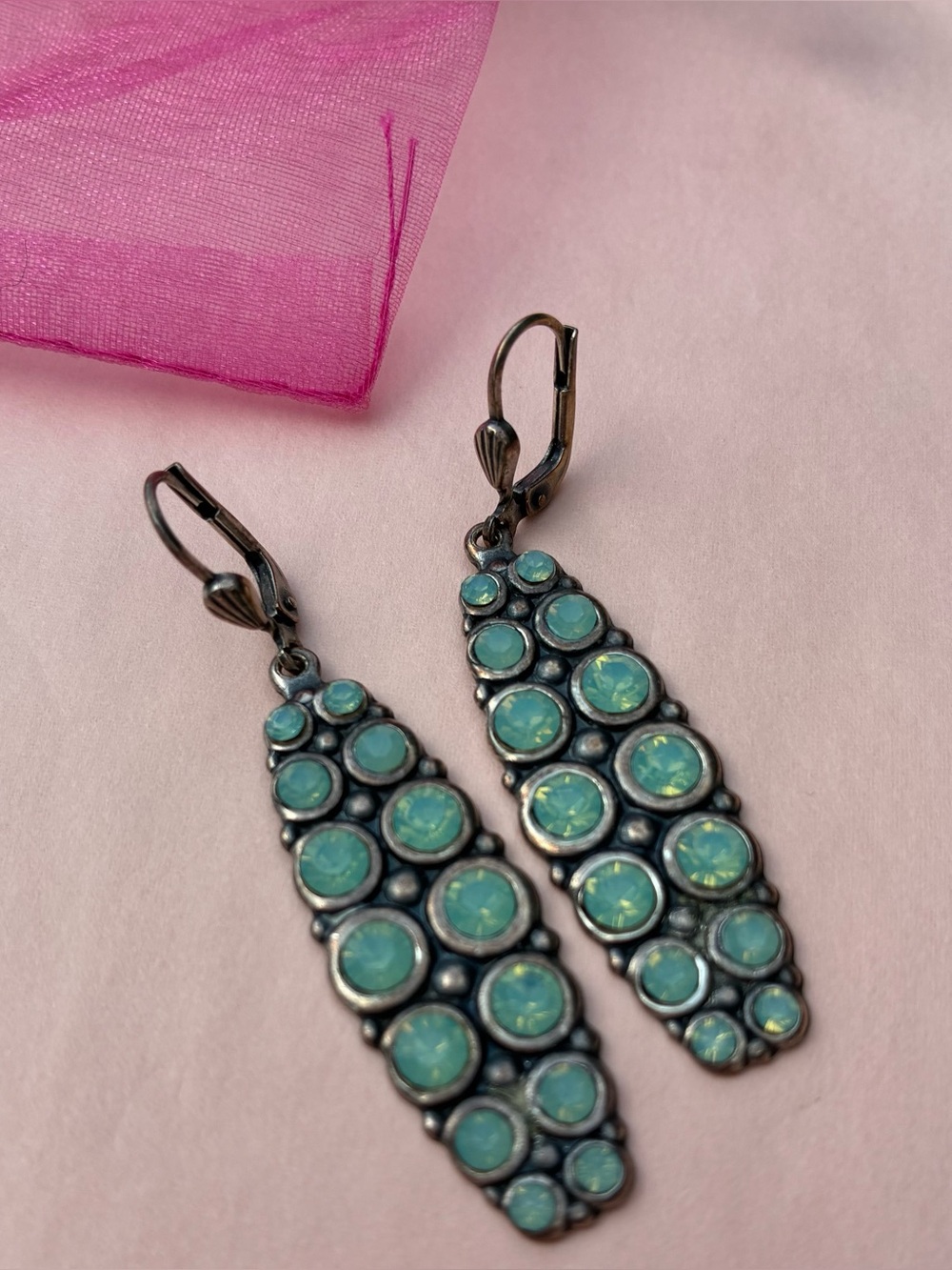 COPY - Drop Earrings with Sea Green Stones